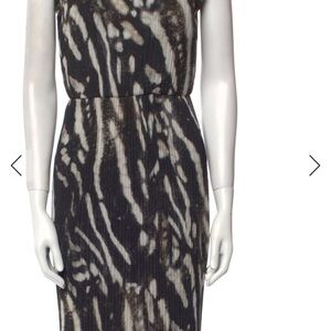 MaxMara Black and Cream Patterned Midi Dress